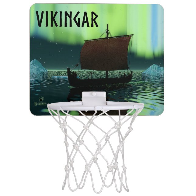 Viking Ship And Northern Lights Mini Basketball Hoop (Front)