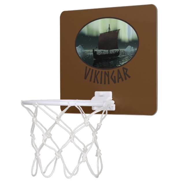 Viking Ship And Northern Lights Mini Basketball Hoop (Left)