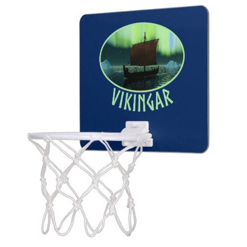 Viking Ship And Northern Lights Mini Basketball Hoop
