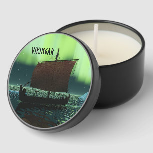 Viking Ship And Northern Lights Mini Candle Favors
