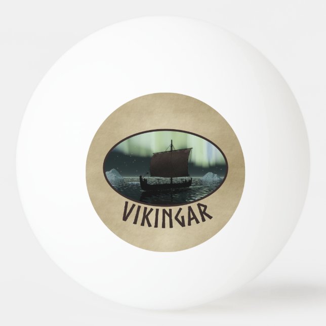 Viking Ship And Northern Lights Ping Pong Ball (Front)