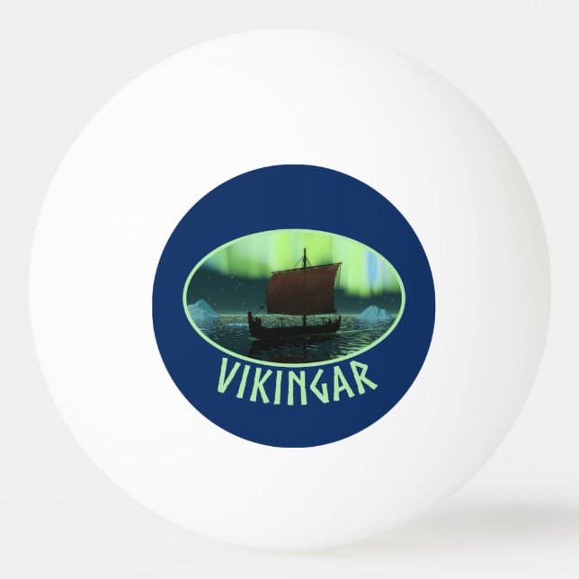 Viking Ship And Northern Lights Ping-Pong Ball (Front)