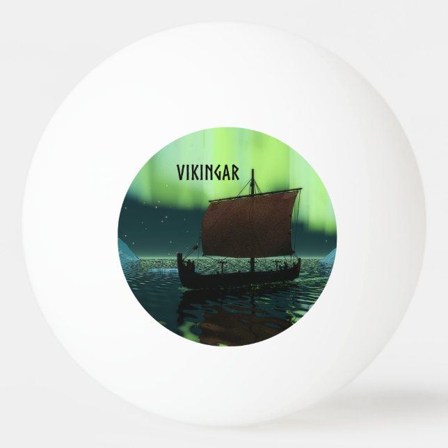 Viking Ship And Northern Lights Ping Pong Ball (Front)