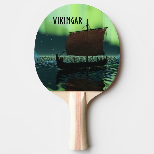 Viking Ship And Northern Lights Ping-Pong Paddle (Front)