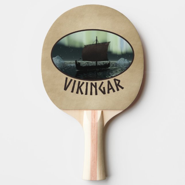 Viking Ship And Northern Lights Ping Pong Paddle (Front)
