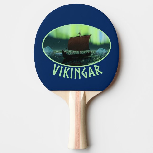 Viking Ship And Northern Lights Ping Pong Paddle (Front)
