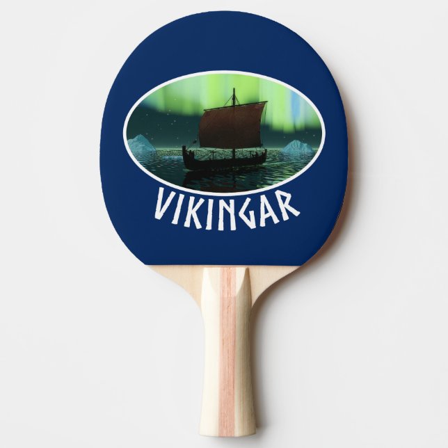 Viking Ship And Northern Lights Ping-Pong Paddle (Front)