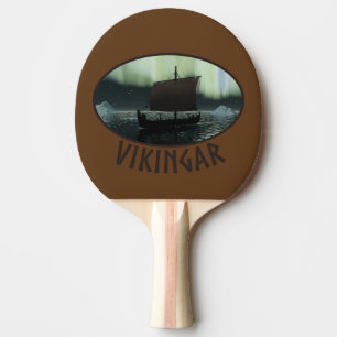 Viking Ship And Northern Lights Ping-Pong Paddle