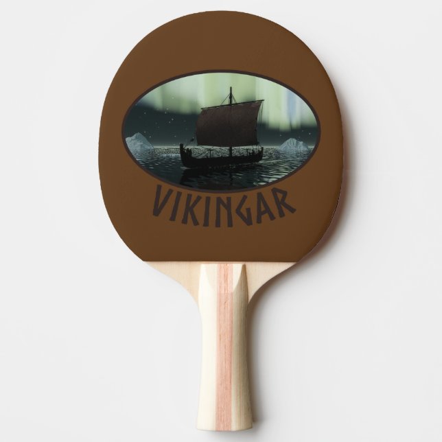 Viking Ship And Northern Lights Ping-Pong Paddle (Front)