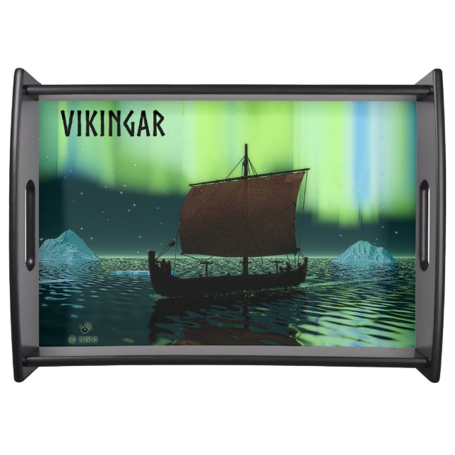 Viking Ship And Northern Lights Serving Tray (Front)