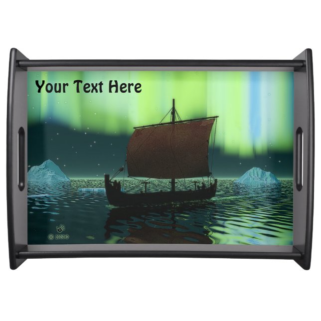Viking Ship And Northern Lights Serving Tray (Front)