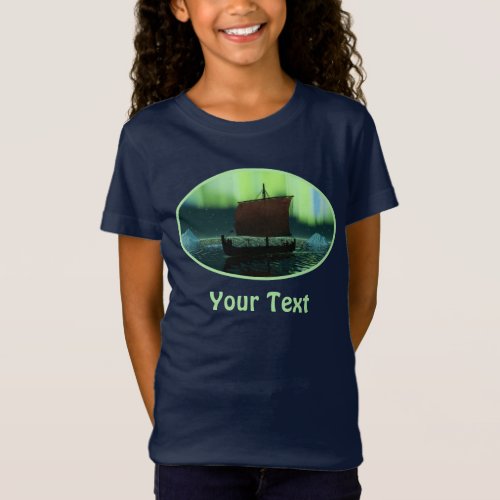 Viking Ship And Northern Lights T_Shirt