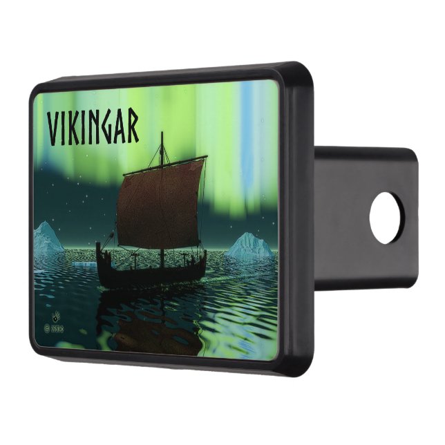 Viking Ship And Northern Lights Tow Hitch Cover (Left)