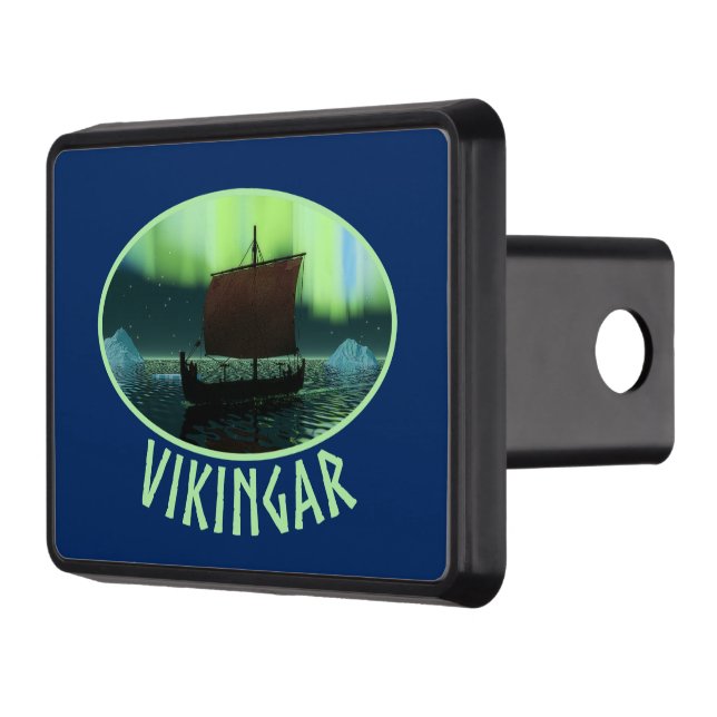 Viking Ship And Northern Lights Tow Hitch Cover (Left)