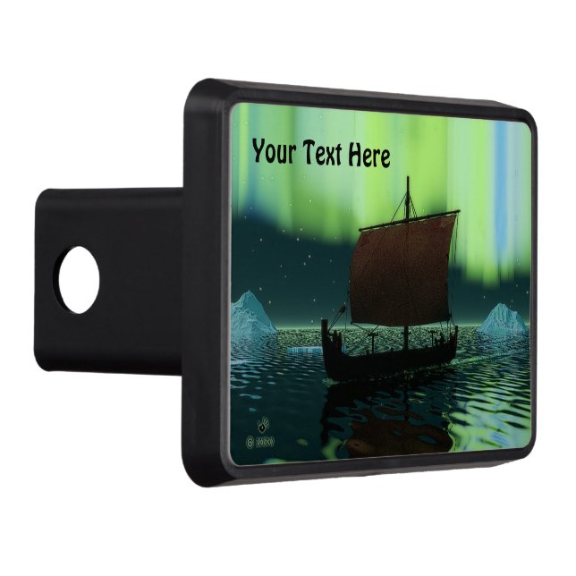 Viking Ship And Northern Lights Trailer Hitch Cover (Right)