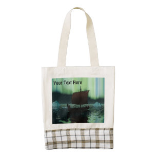 Viking Ship And Northern Lights Zazzle HEART Tote Bag
