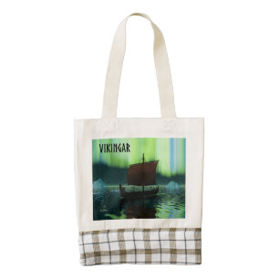 Viking Ship And Northern Lights Zazzle HEART Tote Bag