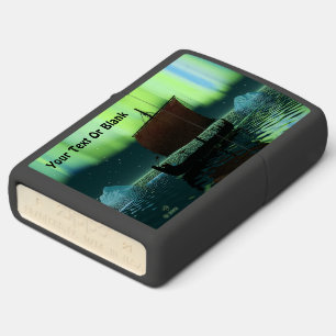Viking Ship And Northern Lights Zippo Lighter