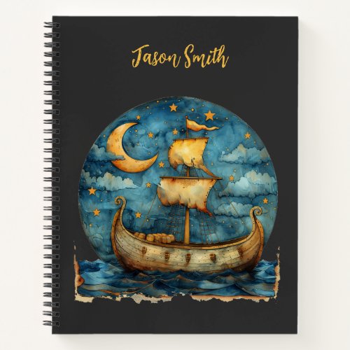 Viking Ship Back to School Notebook Personalized