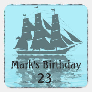 Viking Ship Birthday Square Sticker