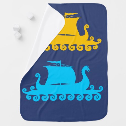 Viking Ship Cartoon Illustration Baby Blanket