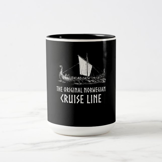 Viking Ship Cruise Line Odin And Valhalla Two-Tone Coffee Mug (Center)