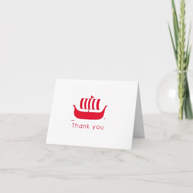 Viking ship longboat design letterpress thank you card (Front)
