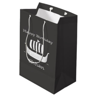 Viking ship/longboat w/custom background color medium gift bag
