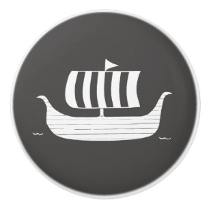 Viking ship/longboat with custom background color ceramic knob
