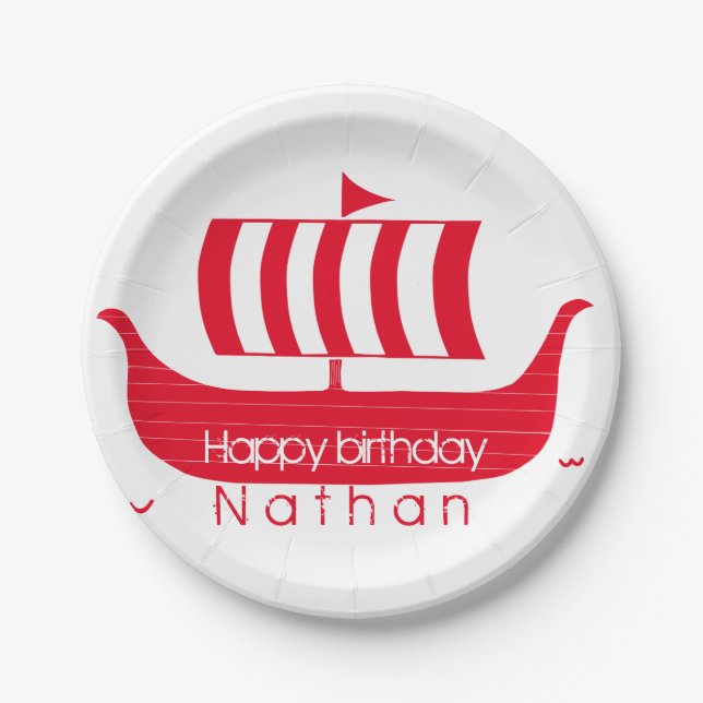 Viking ship/longboat with custom color paper plates (Front)