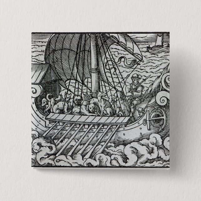 Viking Ship Pinback Button (Front)