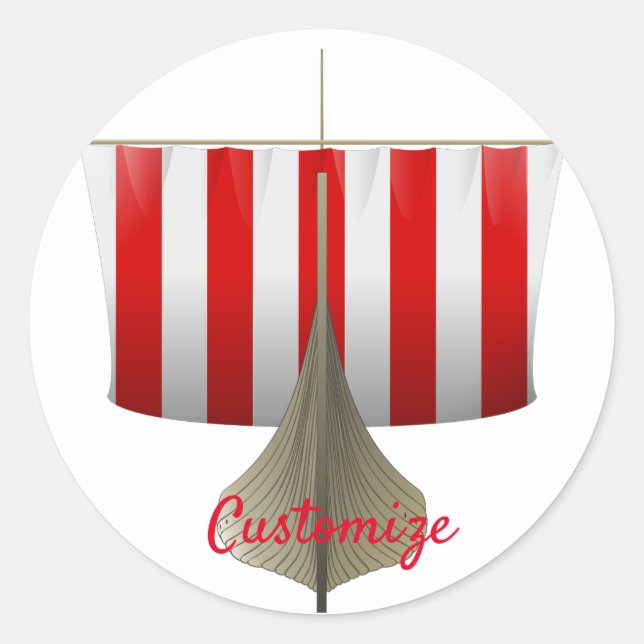 Viking Ship Sailing Thunder_Cove Classic Round Sticker (Front)