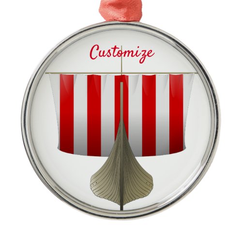 Viking Ship Sailing Thunder_Cove Metal Ornament