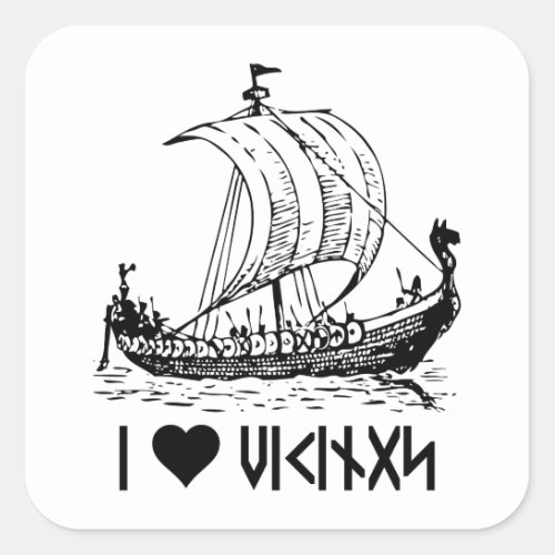 Viking Ship Square Sticker