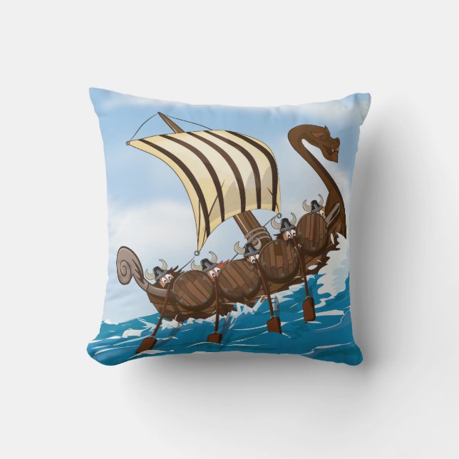 Viking Ship Throw Pillow (Front)