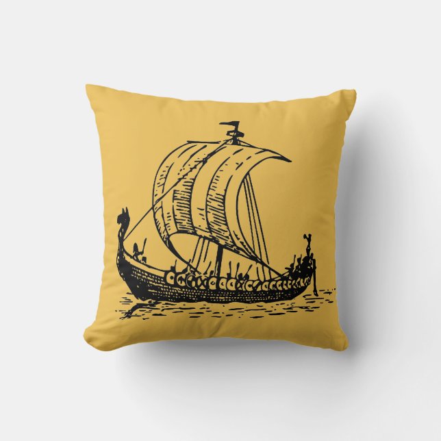 Viking Ship Throw Pillow (Front)