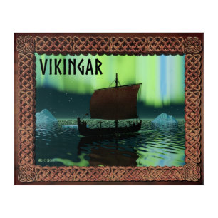 Viking Ship Under Northern Lights Acrylic Print