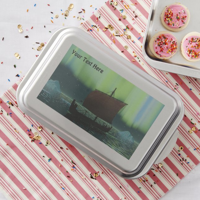 Viking Ship Under Northern Lights Cake Pan (In Situ)