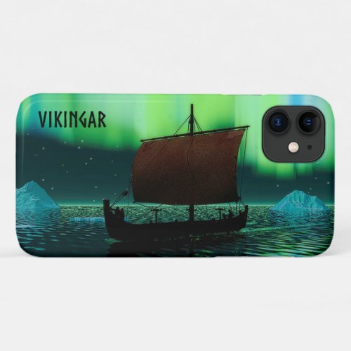 Viking Ship Under Northern Lights iPhone 11 Case