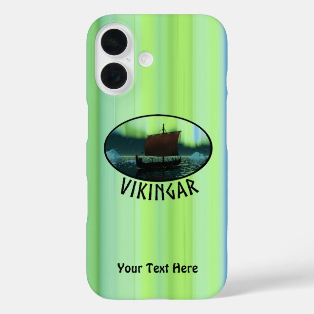 Viking Ship Under Northern Lights Case-Mate iPhone Case (Back)