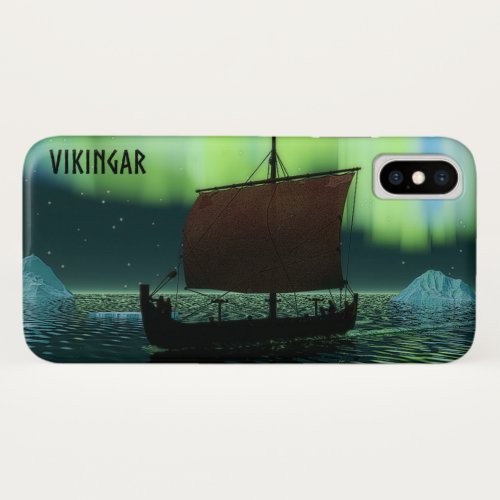 Viking Ship Under Northern Lights iPhone XS Case