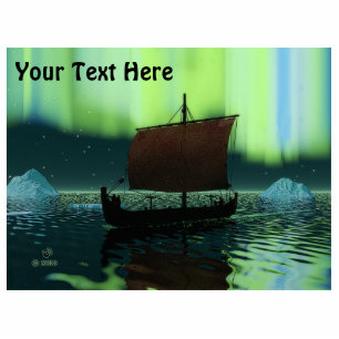 Viking Ship Under Northern Lights Cutout