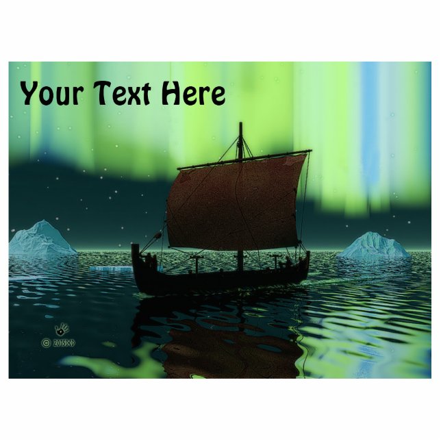 Viking Ship Under Northern Lights Cutout (Front)