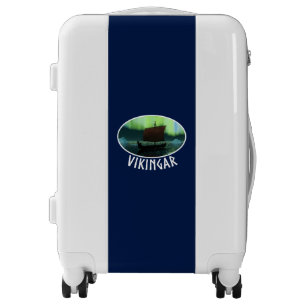 Viking Ship Under Northern Lights Luggage