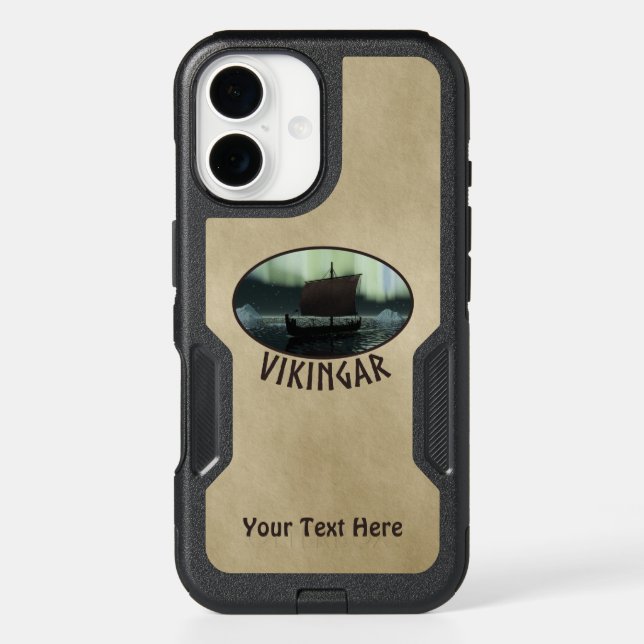 Viking Ship Under Northern Lights Otterbox iPhone Case (Back)
