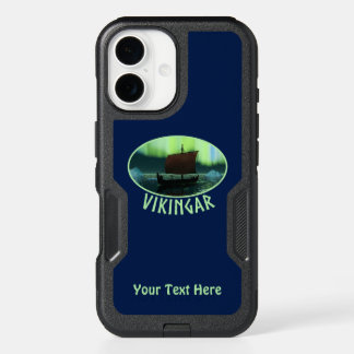 Viking Ship Under Northern Lights iPhone 16 Case
