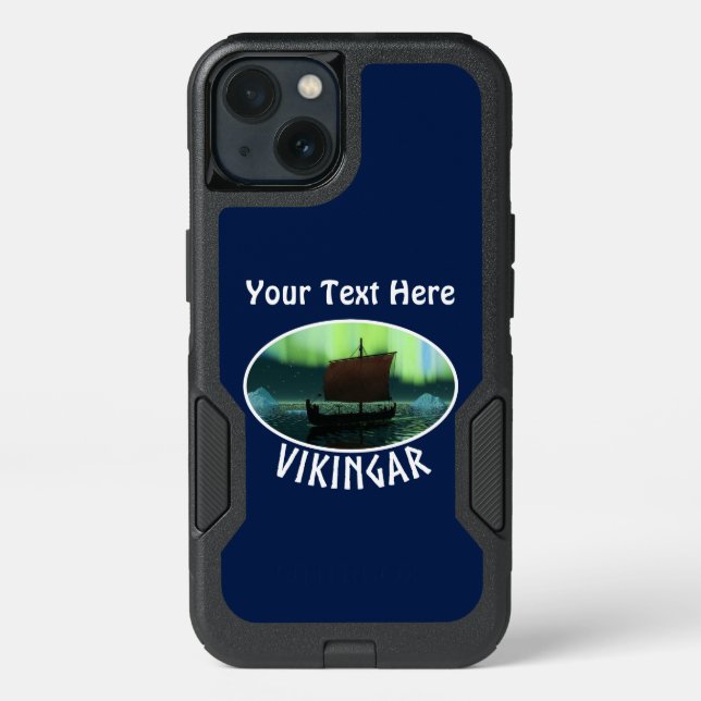 Viking Ship Under Northern Lights Otterbox iPhone Case (Back)