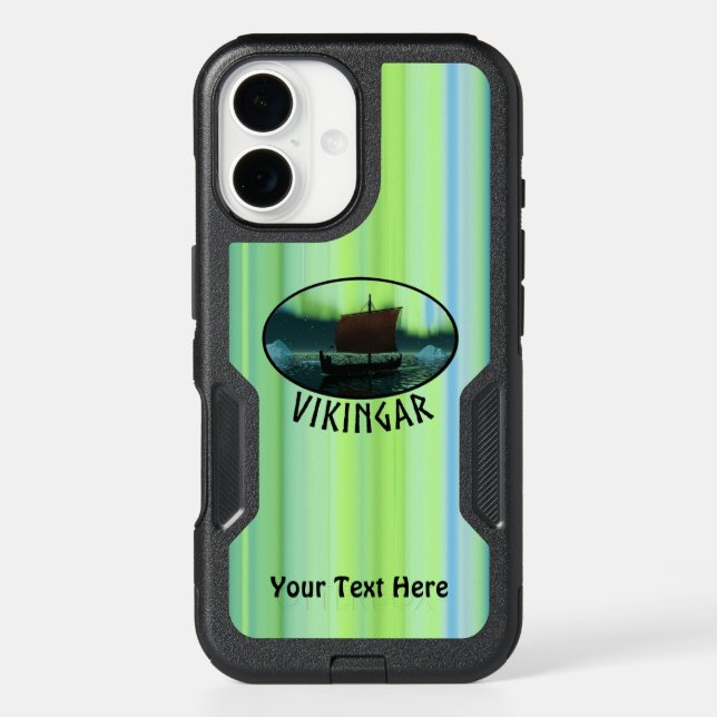 Viking Ship Under Northern Lights Otterbox iPhone Case (Back)