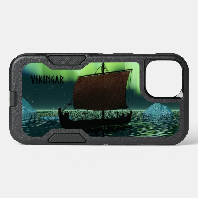 Viking Ship Under Northern Lights Otterbox iPhone Case (Back Horizontal)