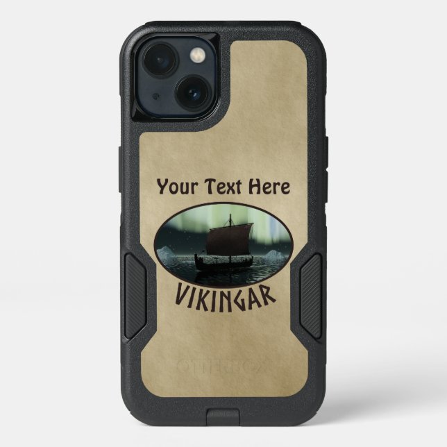 Viking Ship Under Northern Lights Otterbox iPhone Case (Back)